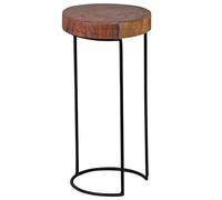 FineBuy Table d'appoint Bois Massif/Métal Sheesham 28 x 55 x 28 cm Table Basse Salon | Bout de canapé est - Table de téléphone - Table en Bois Rond
