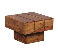 FineBuy Table d'Appoint Cube 44x44x30 cm Bois Massif Sheesham Marron | table basse plat au style campagne, table de salon en bois véritable, fait main, chaque pièce est unique