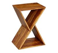 FineBuy Table d'Appoint Forme X 43x30x60 cm Bois Massif Sheesham | petit table de salon en bois véritable, table d'appoint fait main, chaque pièce est unique, style campagne