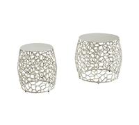 FineBuy Table d'Appoint Lot de 2 Aluminium Argentée, Tables Gigognes Rond