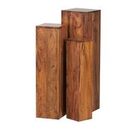FineBuy Table d'Appoint Lot de 3 Bois Massif Sheesham, Table Colonne | tables gigognes comme porte-plantes et table à plantes en 3 hauteurs, bois véritable fait main, chaque lot est unique