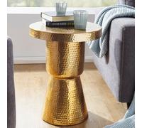 FineBuy Table d'Appoint Ronde 43x43x59 cm Métal Dorée