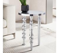 FineBuy Table d'Appoint Ronde 44x44x63 cm Métal Argentée, Table Décorative | petit table de salon en aluminium avec 3 aspect à niveaux, table d'appoint fait main, bout de canapé