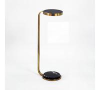 FineBuy Table d'appoint Métal avec plateau en marbre noir 72cm Rond - Table d'appoint design en verre en forme de C - Table basse étroite - Table de salon moderne - Table de salon haute faite à la mai