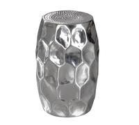 FineBuy Table d'Appoint Ronde 30x30x47 cm Métal Argentée | table basse finition martelée, table oriental d'appoint, pièce unique, utilisable comme bout de canapé et table déco