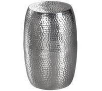 FineBuy Table d'Appoint Ronde 30x30x49,5 cm Métal Argentée | table oriental d'appoint finition martelée, pièce unique faite main, utilisable comme porte-plantes et chevet
