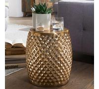 FineBuy Table d'Appoint Ronde 32x32x42 cm Métal Dorée