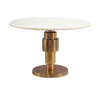 FineBuy Table d'Appoint Ronde 60x60x39 cm Aluminium Dorée Plateau Marbre | table basse avec plateau en pierre naturelle, table d'appoint fait main, place pour magazines, smartphone et boissons