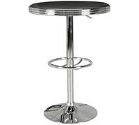 FineBuy Table de Bar Américain Diner Ronde 60 cm Aluminium Noire Argentée | rétro table haute au USA style avec repose-pieds et revêtement en similicuir, table bistrot au lot de 50 années look, robuste