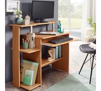 FineBuy Table d'Ordinateur 94x48,5x90,5 cm Marron avec Tablette Clavier