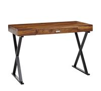 FineBuy Table de Bureau Petit 120x55x78 cm Bois Massif et Métal Bureau Informatique | Table pour Ordinateur Simple avec Rangement | Table PC Moderne Marron avec Tiroir