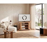 FineBuy TV Banc 75x38x51 cm Hêtre Plateau Tournant, Table TV sur roulettes