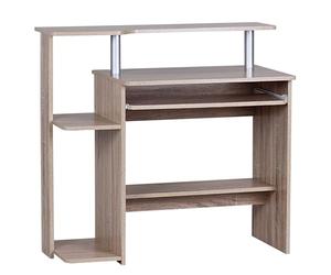 FineBuy Table d'Ordinateur 94x48,5x90,5 cm avec Tablette Clavier | bureau avec étagère imprimante et compartiment pour l'ordinateur, table PC gain de place pour petits espaces, télétravail