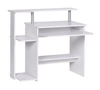 FineBuy Table d'Ordinateur 94x48,5x90,5 cm Blanche avec Tablette Clavier | bureau avec étagère imprimante et compartiment pour l'ordinateur, table PC gain de place pour petits espaces, télétravail