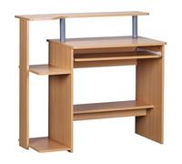 FineBuy Table d'Ordinateur 94x48,5x90,5 cm Marron avec Tablette Clavier | bureau avec étagère imprimante et compartiment pour l'ordinateur, table PC gain de place pour petits espaces, télétravail