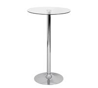 FineBuy Table Haute 60x60x105 cm Ronde Table Bistrot Verre Argentée | table de bar chromé pied trompette, table haute pour bar et jardin, antidérapant stabilité, plateau jusqu'à 30 kg résistant