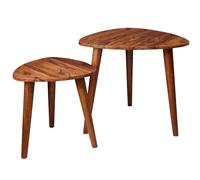 FineBuy Tables Gigognes Lot de 2 Bois Massif Sheesham Petit, Campagne | tables d'appoint en bois véritable avec naturel veinure, table basse lot fait main, chaque lot est unique