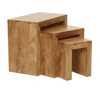 FineBuy Tables Gigognes Lot de 3 Bois Massif Acacia Marron, Table Basse | tables d'appoint au style campagne en 3 tailles, tables de salon en bois véritable, fait main, pièces uniques