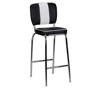 FineBuy Tabouret de Bar Américain Diner Rétro Noir, Hauteur d'assise 76 cm | chaise de bar style années 50 avec dossier et repose-pieds, tabouret de comptoir supporte jusqu'à 110 kg, assise rembourrée