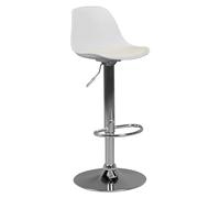 FineBuy Tabouret de Bar HAINAN Similicuir Blanc | chaise de bar avec pied trompette et caoutchouté plaque de pied, pouf 360 degrés, assise en aspect cuir
