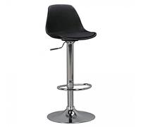 FineBuy Tabouret de Bar HAINAN Similicuir Noir | chaise de bar avec pied trompette et caoutchouté plaque de pied, pouf 360 degrés, assise en aspect cuir