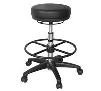 FineBuy Tabouret de Travail Roland Similicuir Noir, roulettes Freiné | pouf pivotant à 360° et réglable en hauteur, tabouret à roulettes jusqu'à 120 kg, tabouret pivotant pour cabinet et bureau