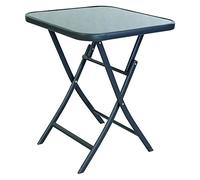 FineHome Table de bistrot pliante en verre et métal Anthracite/gris foncé Plateau en verre Table de balcon Table de jardin Table de balcon Table de jardin 60 x 60 x 70 cm