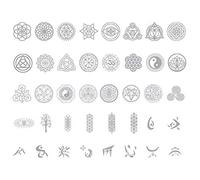 FineInno 40 Styles Metatron Orgonite Stickers Filler Kit de Fournitures de Résine Autocollants Resin Molds Filler Remplissages Matériaux Artisanat DIY (autocollants en résine argentée B)