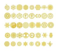 FineInno 40 Styles Metatron Orgonite Stickers Filler Kit de Fournitures de Résine Autocollants Resin Molds Filler Remplissages Matériaux Artisanat DIY (autocollants en résine d'or A)