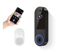 FineLuck Caméra de sonnette vidéo WiFi sans fil avec carillon, alimentée par piles, détection humaine AI, conversation bidirectionnelle, Wi-Fi 2,4 G, stockage dans le cloud, surveillance intérieure et