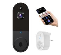 FineLuck Sonnette vidéo 1080p sans fil, surveillance intérieure et extérieure, alimentée par piles, détection humaine IA, conversation bidirectionnelle, Wi-Fi 2,4 G, stockage dans le cloud
