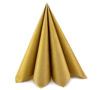 finemark Lot de 100 serviettes en papier, 40 cm, à 3 couches, décoration de table pour dîner, mariage, anniversaire, dorées