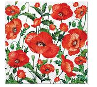 finemark Lot de 20 serviettes de table Motif temps des coquelicots Été Décoration de table 33 x 33 cm