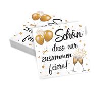 finemark Lot de 40 serviettes d'anniversaire, jetables avec inscription en allemand « Schön dass wir zusammen feiern», pour décoration de table d'anniversaire, fête, mariage (33 x 33 cm)
