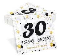 finemark Lot de 50 serviettes de table pour 30e anniversaire en Seutgjie 30 ans, décoration de table en noir et doré 1996-2026, noir et doré