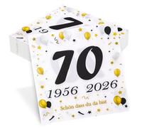 finemark Lot de 50 serviettes de table pour 70e anniversaire Seutgjie 70 ans, décoration de table 1956-2026, noires et dorées