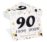 finemark Lot de 50 serviettes de table pour 90e anniversaire Seutgjie 90 ans Décoration de table en noir et doré 1936-2026