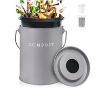 FINESSY Poubelle à Compost d'intérieur inodore avec Couvercle pour compostage de déchets Alimentaires pour comptoirs, Poubelle de Cuisine en Acier Inoxydable, Poubelle de Recyclage de composteur