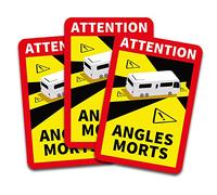 Finest Folia Attention Angles Morts autocollant 25x17cm obligatoire en France pour les véhicules de plus de 3,5 t Sticker auto-adhésif résistant à l'eau (Camping-car, 3 Sticker)