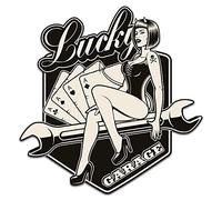 Finest-Folia Autocollant rétro vintage Old School Ace Kult Rockabilly (R149-8 Lucky Garage)