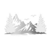 Finest Folia KX099 Lot d'autocollants pour voiture, caravane, bus, camping-car, résistant aux intempéries, 95 x 48,8 cm, motif de montagnes argentées, arbres blancs