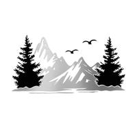 Finest Folia KX099 Lot d'autocollants pour voiture, caravane, bus, camping-car, résistant aux intempéries, 95 x 48,8 cm, motif de montagnes argentées, arbres noirs