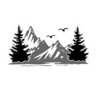 Finest Folia KX099 Lot d'autocollants pour voiture, caravane, bus, camping-car, résistant aux intempéries, motif montagnes et arbres, 95 x 48,8 cm, noirs