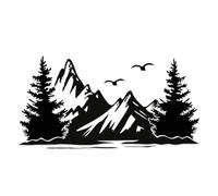 Finest Folia KX099 Lot d'autocollants pour voiture, caravane, bus, camping-car, résistant aux intempéries, 95 x 48,8 cm, motif de montagnes noirs, arbres noirs