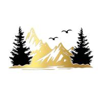 Finest Folia KX099 Lot d'autocollants pour voiture, caravane, bus, camping-car, résistant aux intempéries, 95 x 48,8 cm, motif de montagnes dorées, arbres noirs