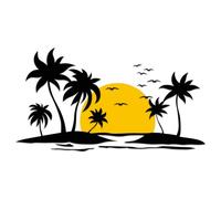 Finest Folia KX102 - Lot d'autocollants pour voiture - Motif plage avec soleil - 102,5 x 56 cm - Pour voiture, caravane, bus, camping-car - Résistant aux intempéries - Jaune soleil - Plage noire