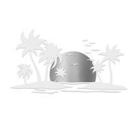 Finest Folia KX102 - Lot d'autocollants pour voiture - Motif plage avec soleil - 102,5 x 56 cm - Pour voiture, caravane, bus, camping-car - Résistant aux intempéries - Soleil argenté, plage blanc