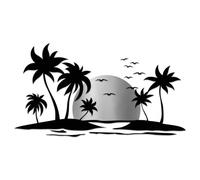 Finest Folia KX102 - Lot d'autocollants pour voiture - Motif plage avec soleil - 102,5 x 56 cm - Pour voiture, caravane, bus, camping-car - Résistant aux intempéries - Soleil argenté, plage noir