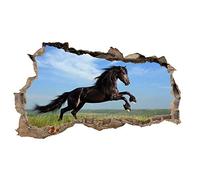 Finest-Folia Sticker Mural 3D Tatouage Mural Autocollant Mural Animaux Percée Auto-Adhésif H 60 x L 100 cm Chambre Salon (WL34 Horse Friese)