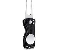 FINGER TEN Golf RelEve-Pitch Outil Pliable avec Marqueur De Balle MagnEtique, Golf Divot Pitch Tool Mini Outil Leger Portable Et Pliable 3 Styles pour Hommes Femmes (1 Pack, Noir Tête de Chat)
